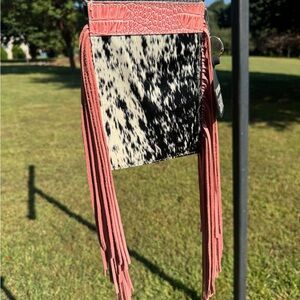 Holy Cow Couture Giddyup ‘N Go - Stylish Pink and Black Fringe Women's Bag